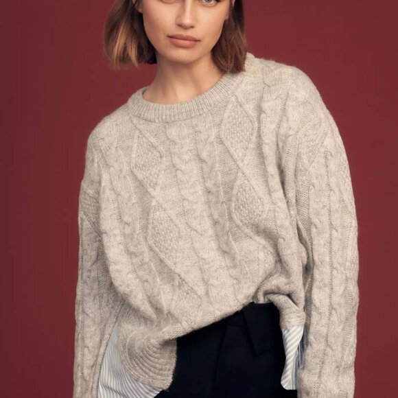 Anthropologie Cable Twofer Tie Sweater - Picture 1 of 9